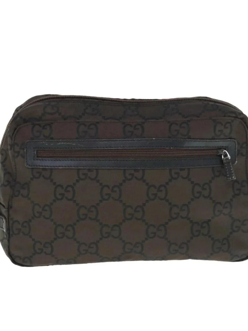 GUCCI GG Canvas Clutch Bag Dark Brown 112253 Auth 62829